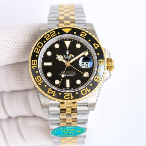 2024年の定番人気 ROLEX gmt マスター 買取激安通販 腕時計 夜光 ゴールドケース シンプル メンズ 黒い文字盤