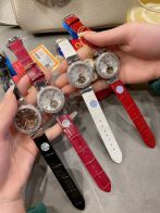 omega デヴィル偽物 Ladymatic シンプル 女性 レザーバンド 自動機械 オシャレ ダイヤモンド飾り 多色可選