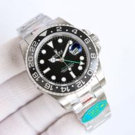 ロレックス gmt マスター 2 定価偽物 腕時計 夜光 青いケース シンプル メンズ 黒い文字盤