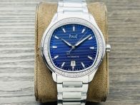 PIAGET ポロ シルシ ピアノコピー 腕時計 優雅 通勤 シルバーケース 薄い ダイヤモンド飾り ブルー