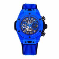 hublot ウブロ ビッグバン サファイアＮ級品 ゴムバンド カラフル 防水 腕時計 炭素繊維 ブルー