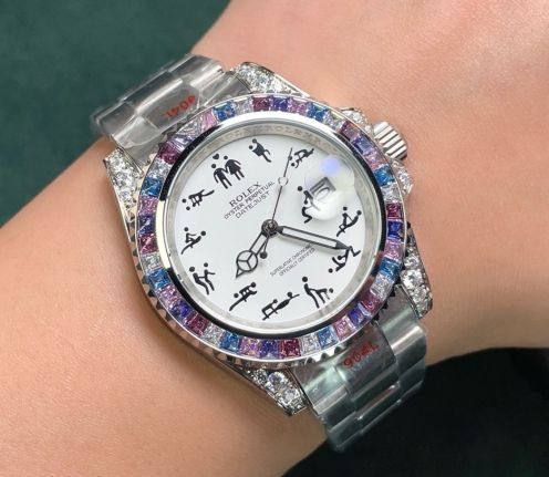 ROLEX サブマリーナ ー グリーンスーパーコピー 腕時計 防水 ウォッチ スチールバンド ダイヤ飾り ホワイト