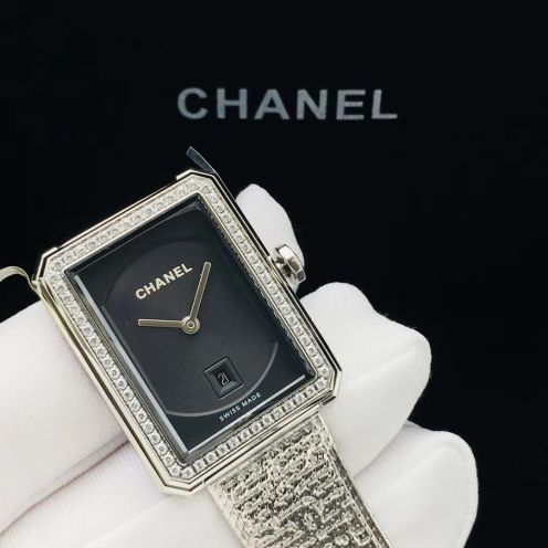 人気流行品 chanel ボーイフレンド偽物 腕時計 ウォッチ 優雅 ダイヤ付き ブラック