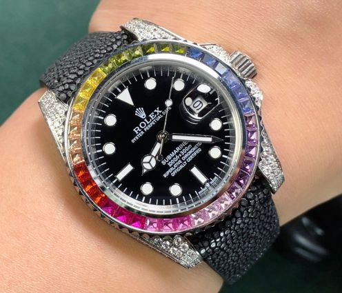 魅力的なスタイル ROLEX サブマリーナ ー 5513激安通販 薄い ウォッチ 腕時計 ダイヤモンド飾り ブラック