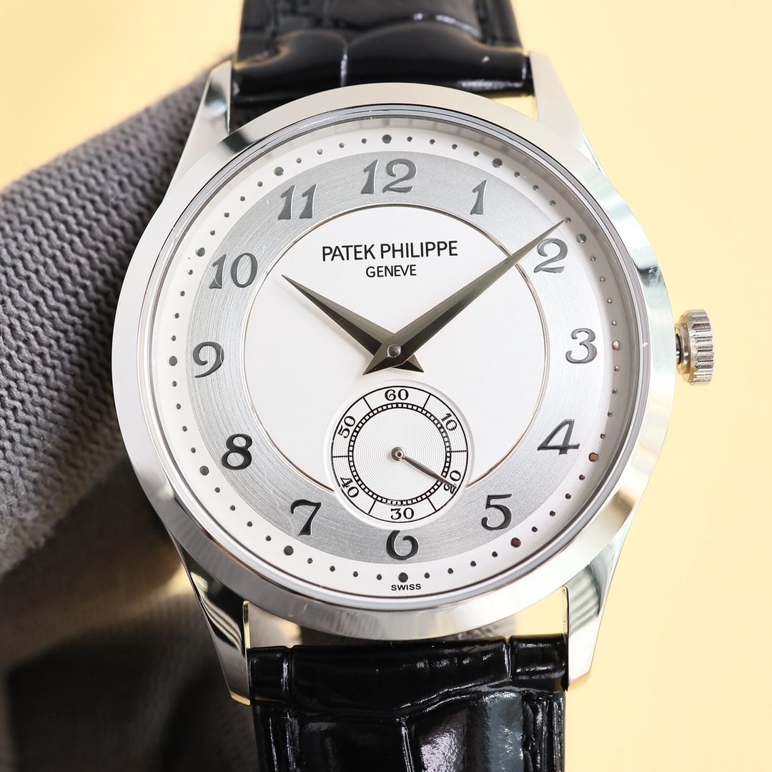 patek philippe 時計スーパーコピー グランドコンプリケーション 牛革 文字盤 5078うで時計 メンズ シルバーケース_3