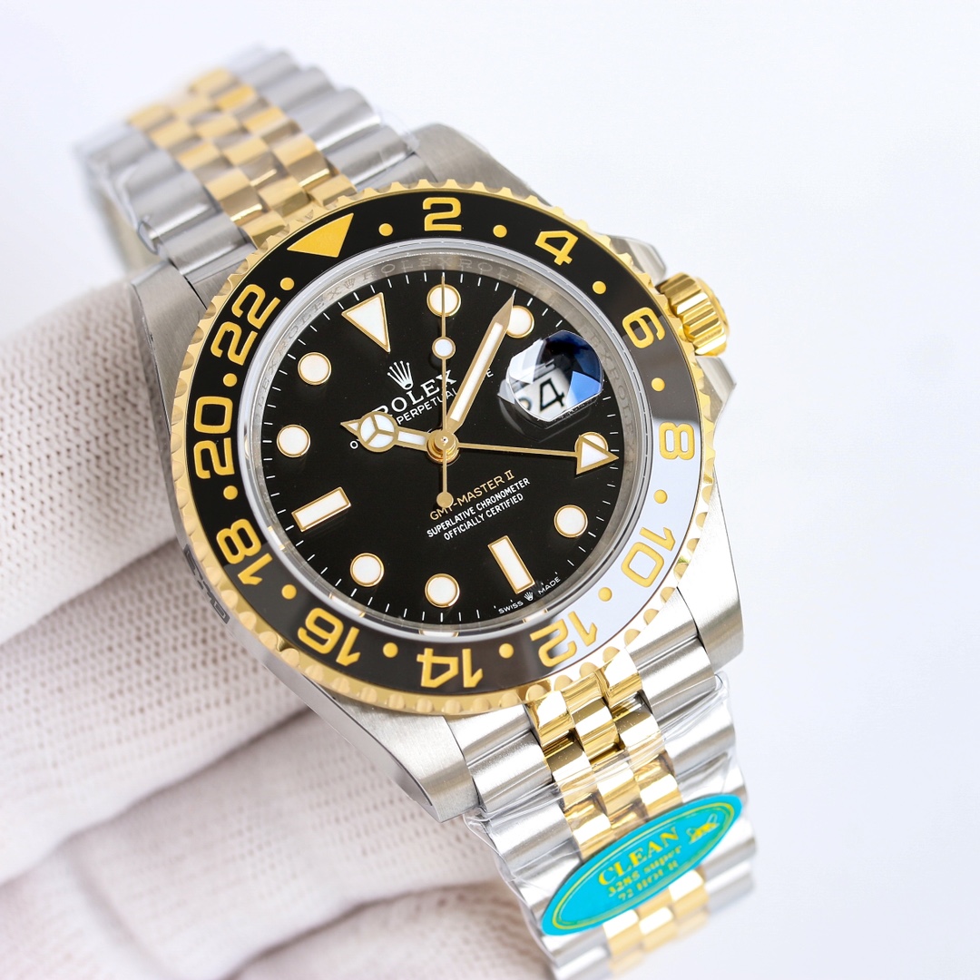 2024年の定番人気 ROLEX gmt マスター 買取激安通販 腕時計 夜光 ゴールドケース シンプル メンズ 黒い文字盤_2