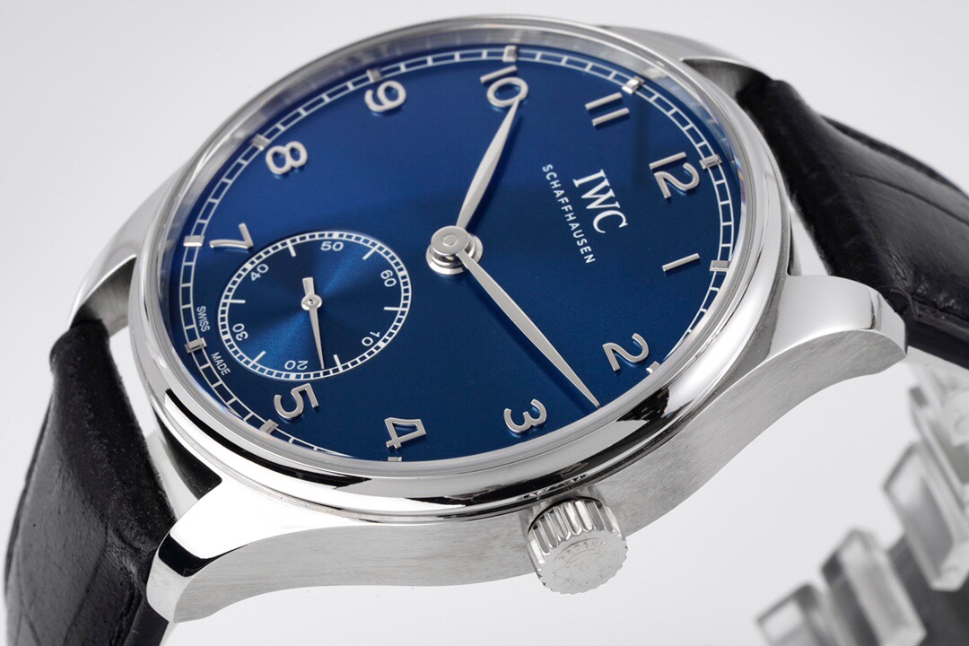 IWC ポルトギーゼ クロノ グラフ クラシックコピーうで時計 文字盤 防水 革バンド シルバーケース ブルー_5