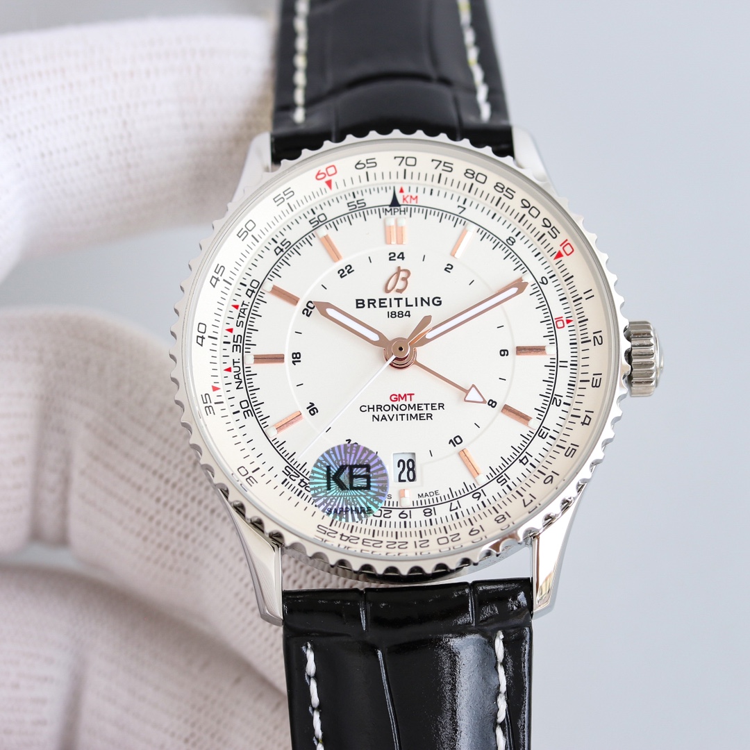 Navitimer ブライトリング ナビタイマー 金偽物 男性 シンプル 防水 腕時計 牛革 レザー 2色可選_4