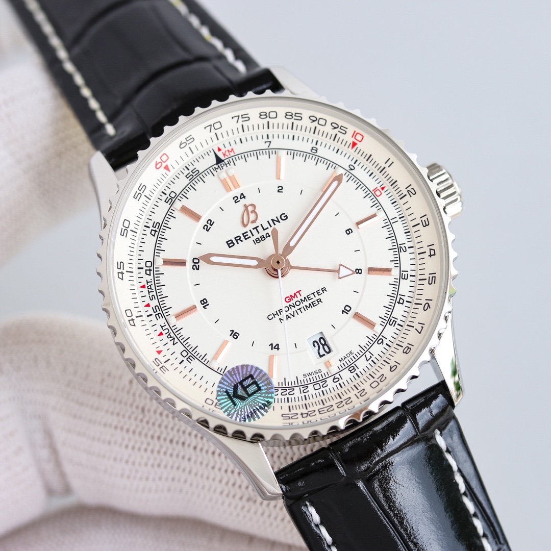 Navitimer ブライトリング ナビタイマー 金偽物 男性 シンプル 防水 腕時計 牛革 レザー 2色可選_5