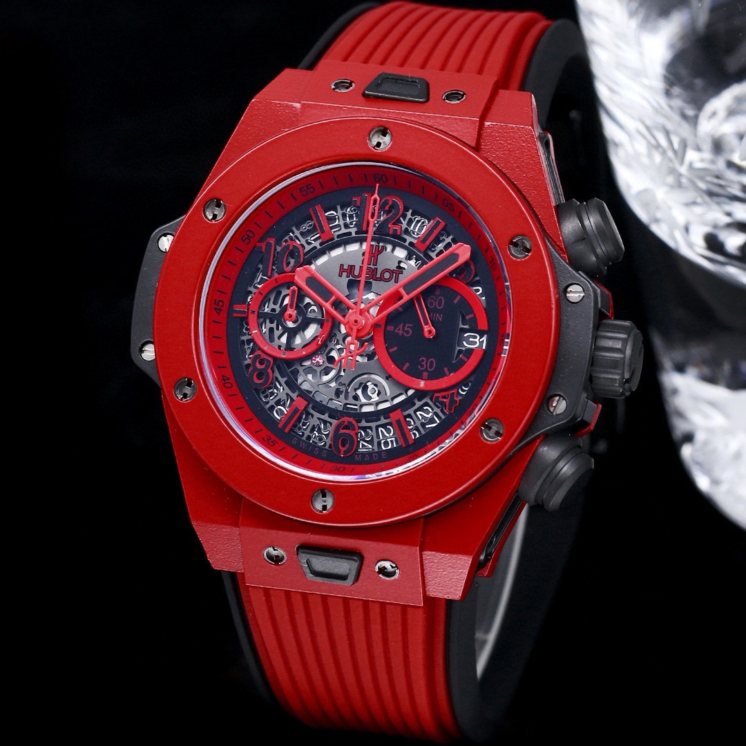 最新の2024年 hublot ビッグバン キング偽物 防水 腕時計 炭素繊維 ゴムバンド カラフル 多色可選_4