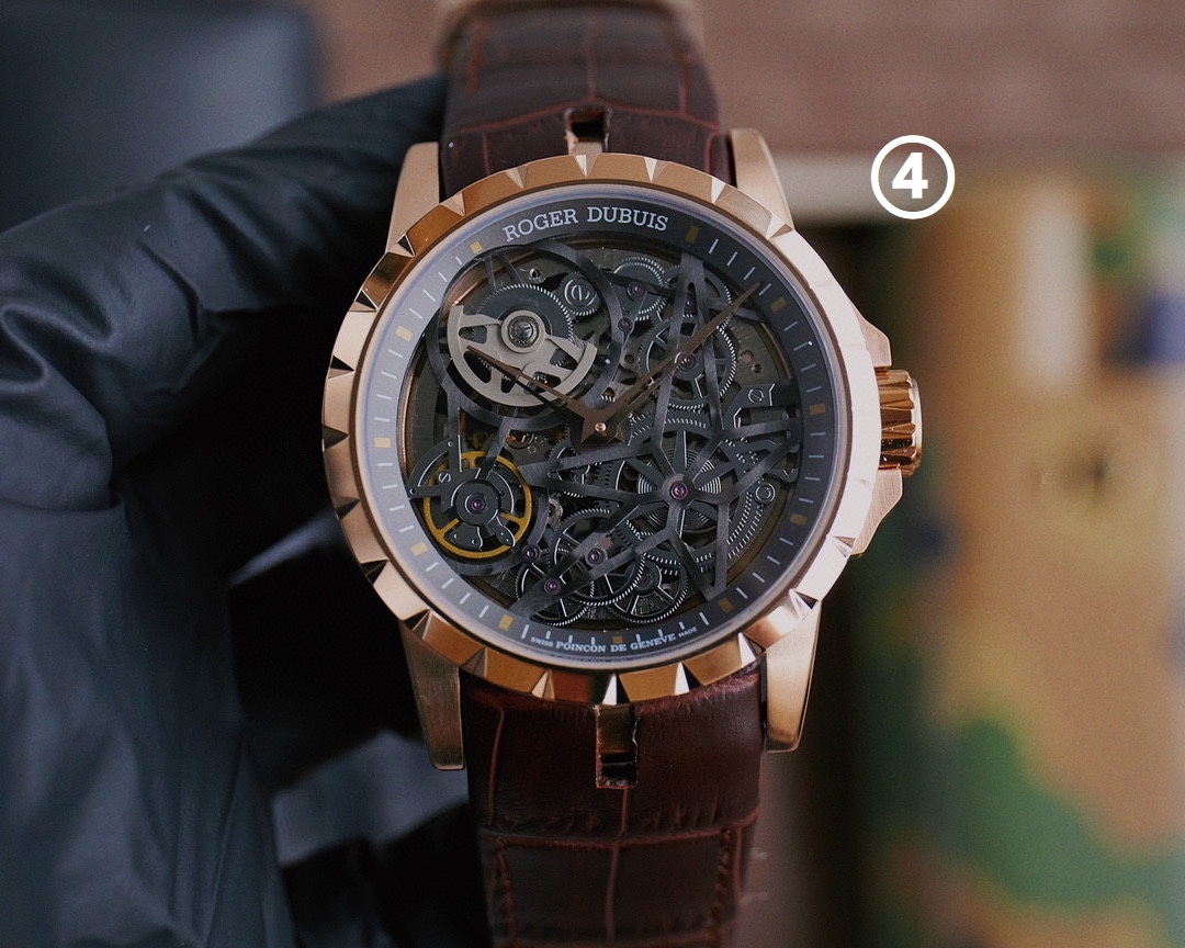 人気 ロジェ デュブイ エクスカリバー 46スーパーコピー 腕時計 Excalibur 46 Tourbillon 防水 ブラウン_4