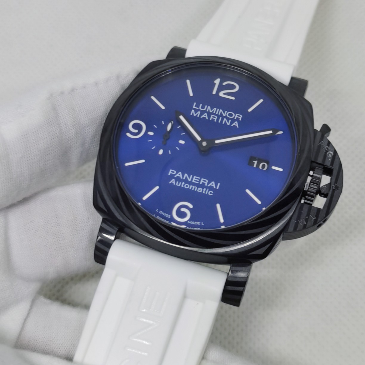 PANERAI LUMINORシミキールパックコピー 白いバンド 腕時計 本革 ファッション 文字盤 夜光 PAM01664 ブルー_2