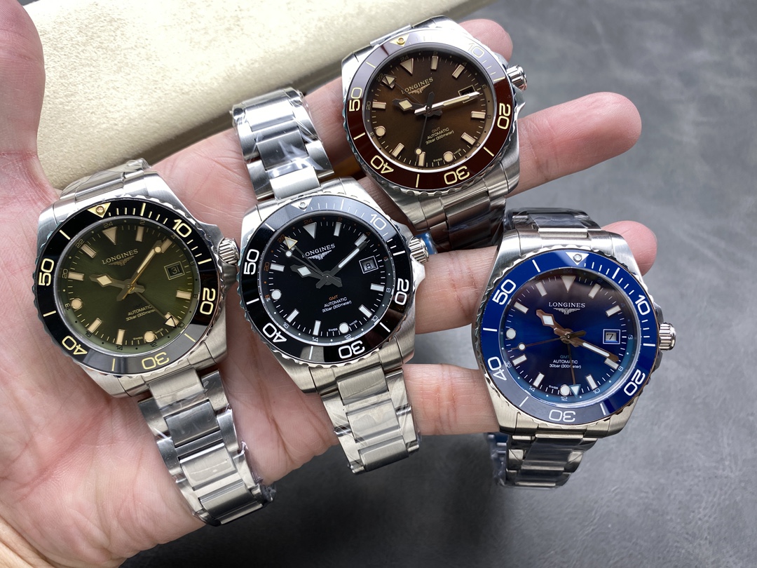 ロンジン メンズ偽物 ハイドロコンケスト ウォッチ 防水 GMT シンプル スチールバンド ブラック_9